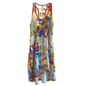 LOVE, ZOOEY 100% Silk Abstract Print Dress